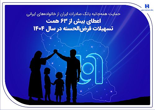 حمایت همه‌جانبه بانک صادرات ایران از خانواده‌های ایرانی؛ اعطای بیش از ۶۳ همت تسهیلات قرض‌الحسنه در سال ۱۴۰۴